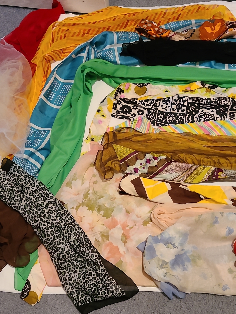 28 Scarves Bundle, Floral Pattern Light Crafts Neck Hair Costume Vintage